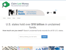 Tablet Screenshot of claimlostmoney.com